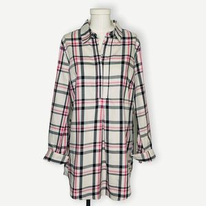 Tyler Böe Tina Plaid Cotton Tunic Top Size Medium